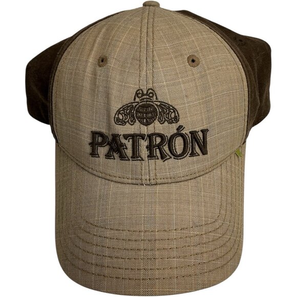 Patrón Tequila Brown Adjustable Hat Cap Crosshatch Embroidered Logo Bee - Picture 1 of 5
